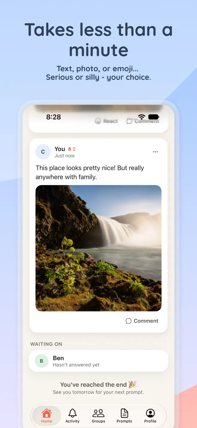 Takes less than a minute: answering with a photo
